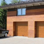 garagentor sektionaltor mit antrieb | woodgrain eiche dunkel, mittige rille