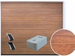 garagentor sektionaltor mit antrieb | woodgrain goldene eiche, mittige rille