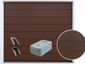 garagentor sektionaltor mit antrieb | woodgrain ral 8014 braun, mittige rille