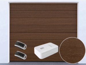 garagentor sektionaltor mit antrieb | woodgrain eiche dunkel, mittige rille